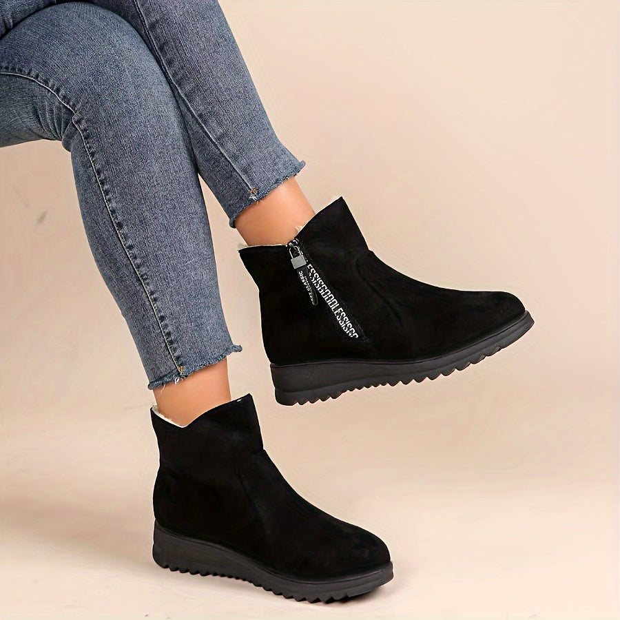 Non-slip Thickened Warm Fleece Lined Snow Boots - Winter Warm Solid
