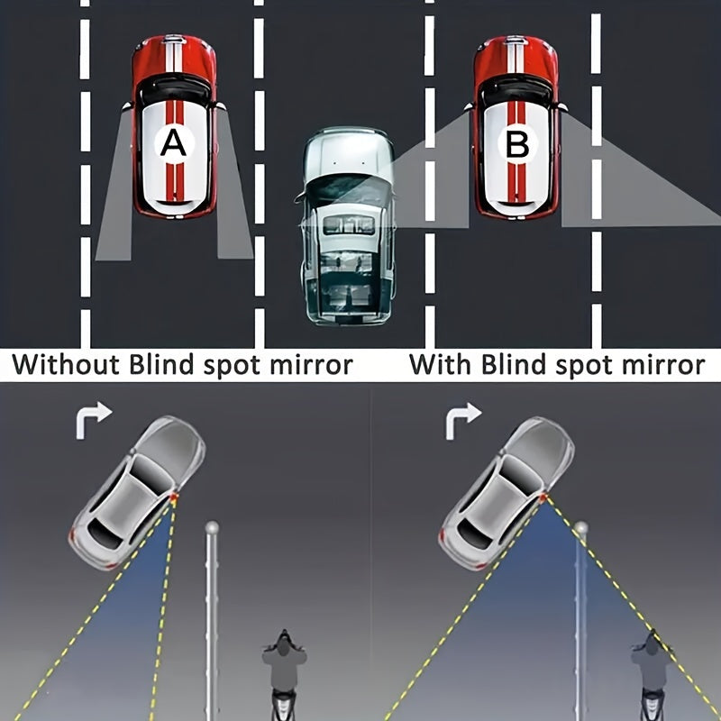 2pcs Car Mirror Wide Angle Convex Blind Spot Mirror Adjustable Mirror