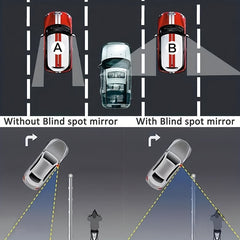2pcs Car Mirror Wide Angle Convex Blind Spot Mirror Adjustable Mirror