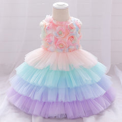Baby Girls Flower Mesh Sleeveless Dress