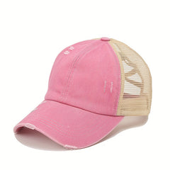 Ripped Trucker Hat Distressed Baseball Cap Mesh Sunshade Dad Hat