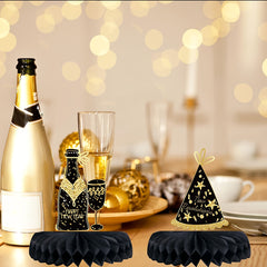 Golden Years Honeycomb Centerpiece Table Decoration - 9pcs