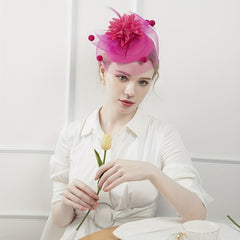 Women Flower Hair Clip Faux Feather Head Piece Party Wedding Hat Accessories