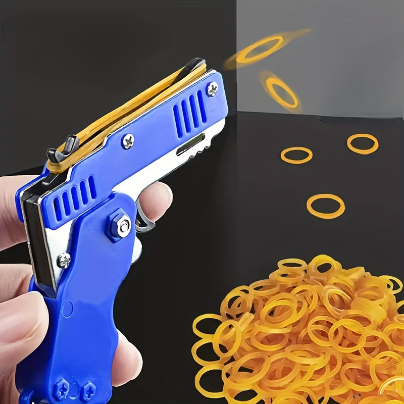 Mini Metal Rubber Band Launcher Toy with Keychain