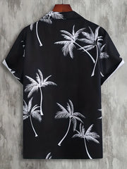 Coconut Tree Print Men's Casual Short Sleeve Shirt - Summer Vacation Resort Tops