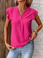 Ruffle Trim V-Neck Blouse for Women