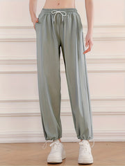 Sporty Drawstring Jogging Pants Quick Dry Activewear