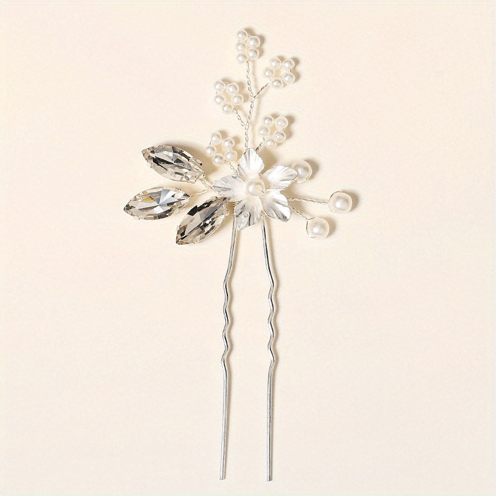 Bridal Floral Hairpin Rhinestone Insert Pin Headdress