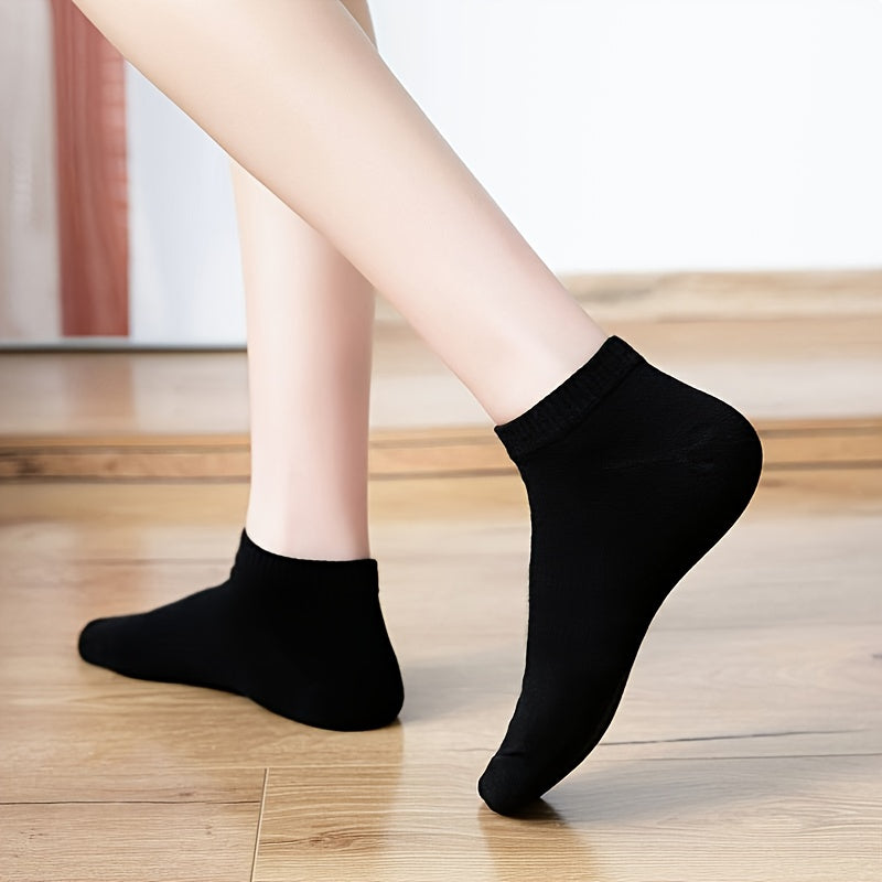 5 Pairs Low Cut Ankle Solid Socks Women's Stockings