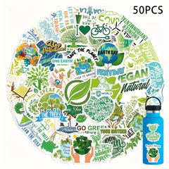 50pcs Green Eco Stickers Waterproof Window Wall Laptop