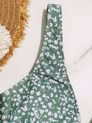 Floral Print Bikini Top V Neck Beachwear Women's Swimwear