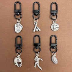 3pcs Antique Football & Baseball Keychains - Metal Keyrings for Wallets, Bags