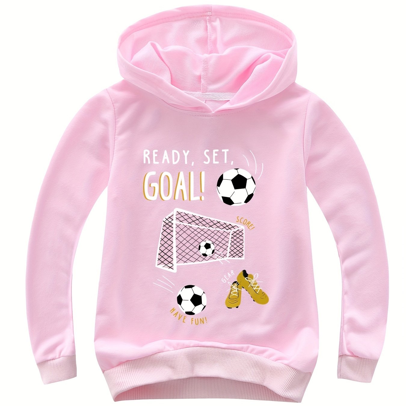 Kids Soccer Print Hoodie Pullover Sweatshirt for Boys Girls Toddlers