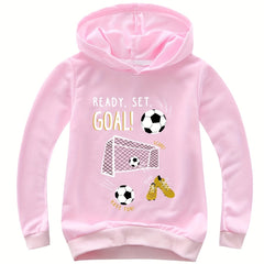 Kids Soccer Print Hoodie Pullover Sweatshirt for Boys Girls Toddlers