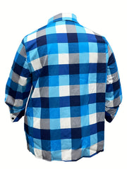 Plus Size Plaid Print Button Up Long Sleeve Shirt