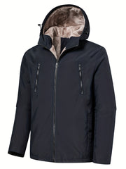 Men's Warm Fleece Hooded Jacket Zip Up Coat for Fall Winter Outdoor