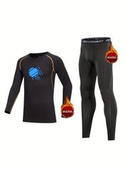 2pcs Kids Compression Fleece Sets Long Sleeve Crew Neck Pullover