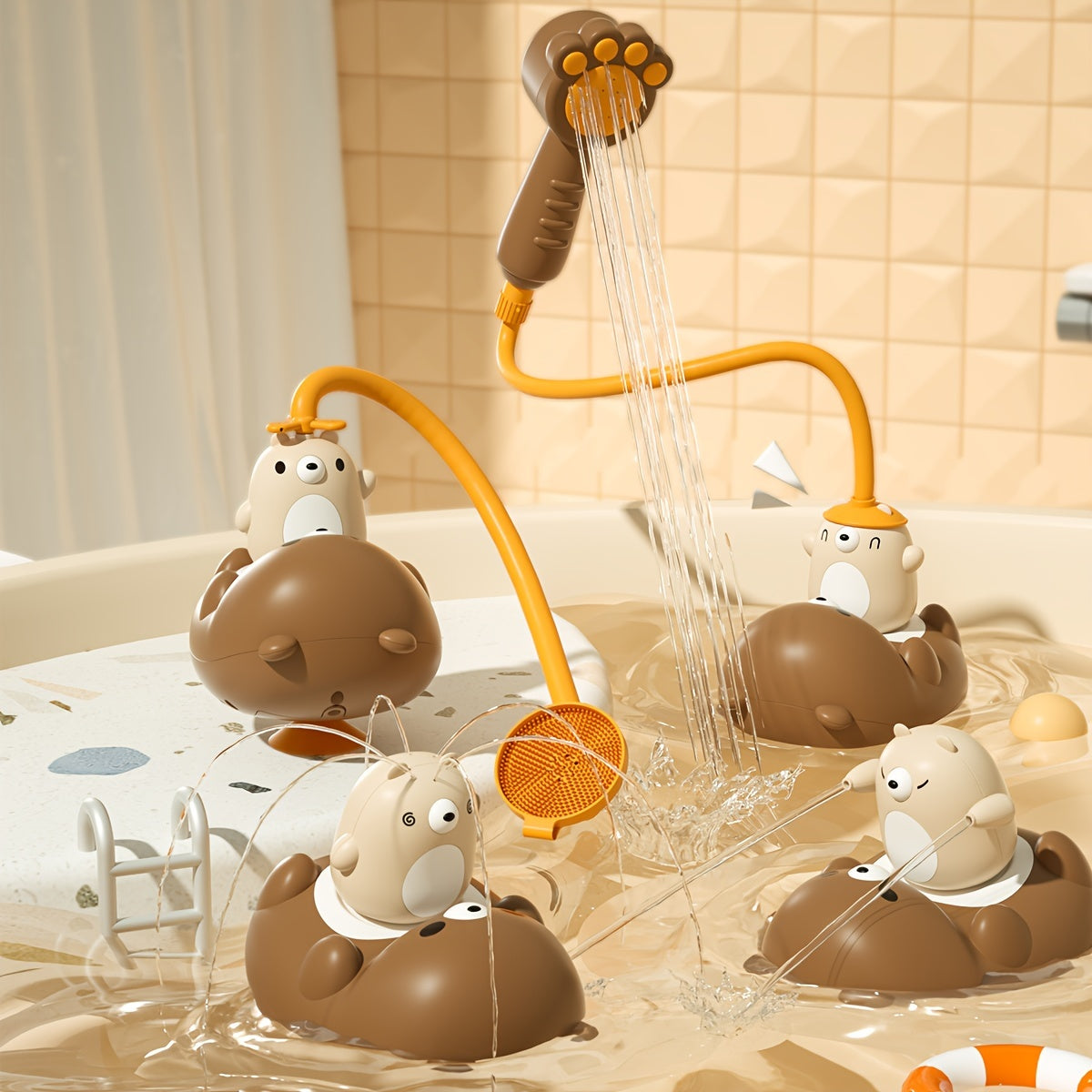 Water Bear Shower Toys Set for Boys and Girls - Bathing and Playing