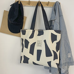 Canvas Tote Bag Large Capacity Zippered Travel Shopper
