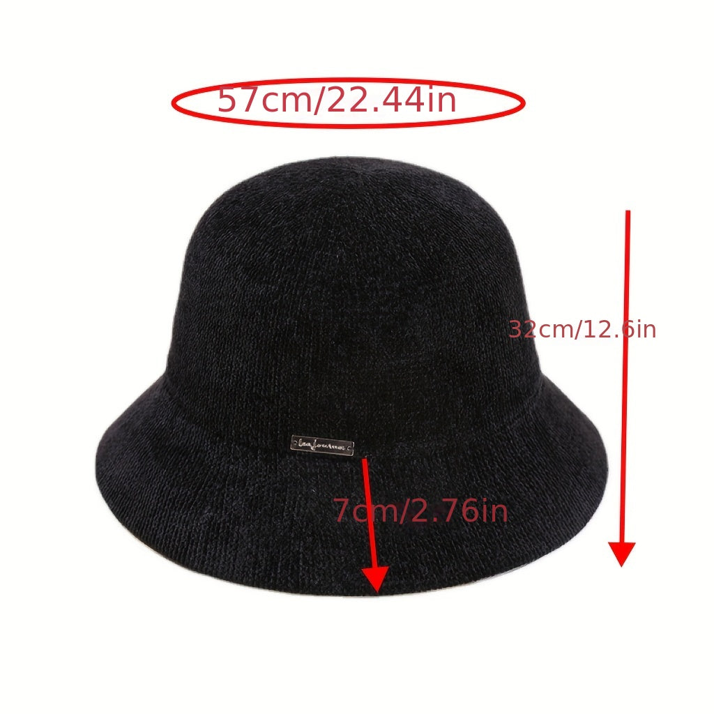 Chenille Bucket Hat Warm Basin Classic Knit Hats