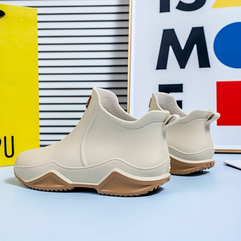 Women's Letter Graphic Rain Boots Round Toe Ankle Boots