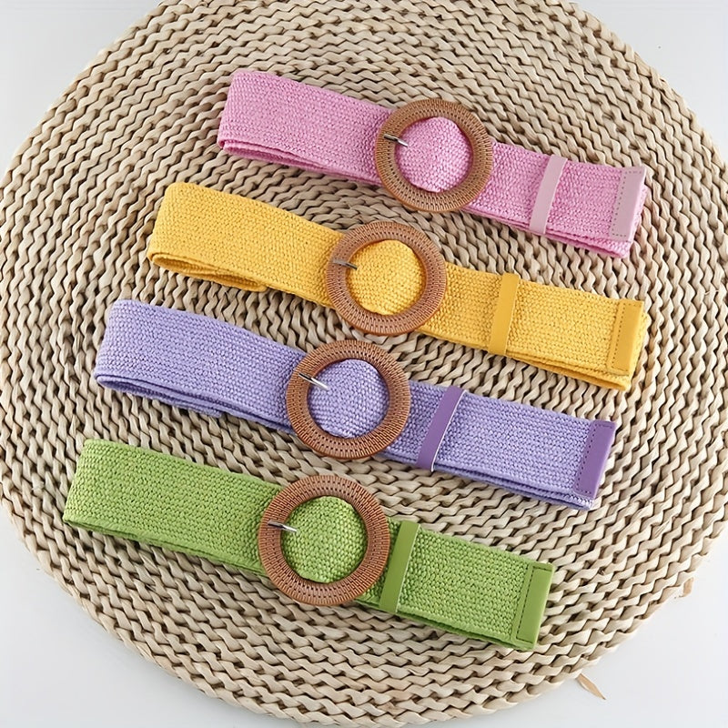 Round Buckle Belt for Girls and Boys, Decorative Accessory