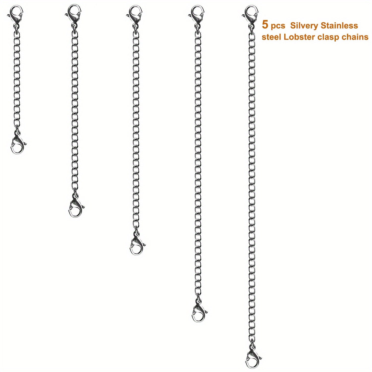 10Pcs Necklace Chain Extenders Golden and Silvery Stainless Steel Jewelry Chains