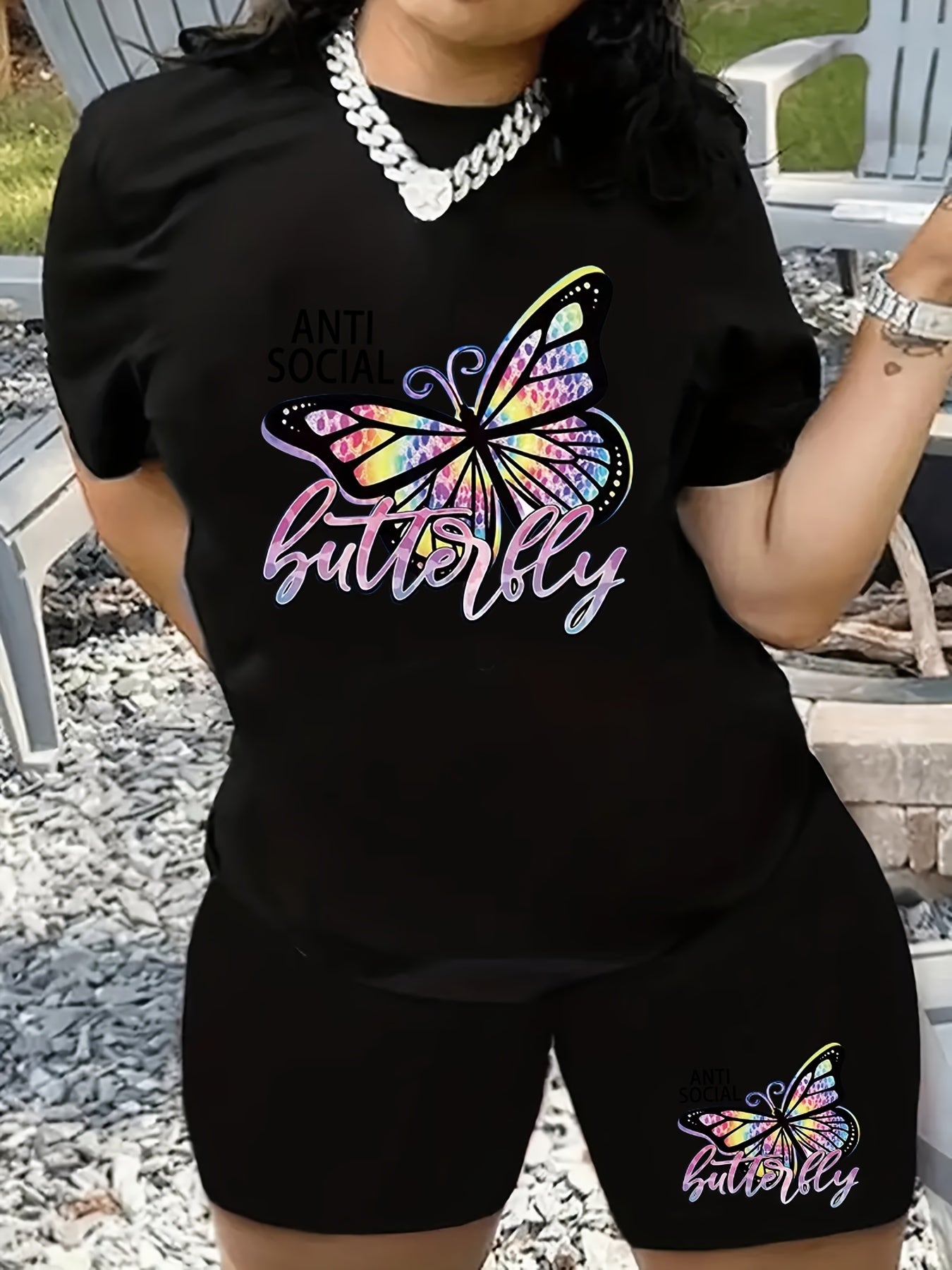 Butterfly & Letter Print 2 Piece Set