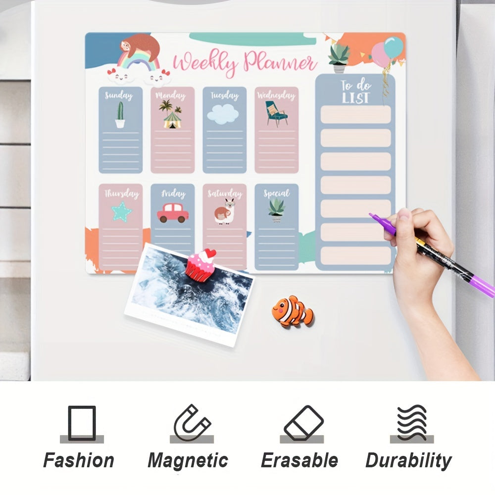 Magnetic Weekly Planner for Refrigerator with Nano Technology