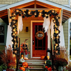 Maple Leaf Garland 20 LED Orange Lights Halloween Fall Home Decor 173cm