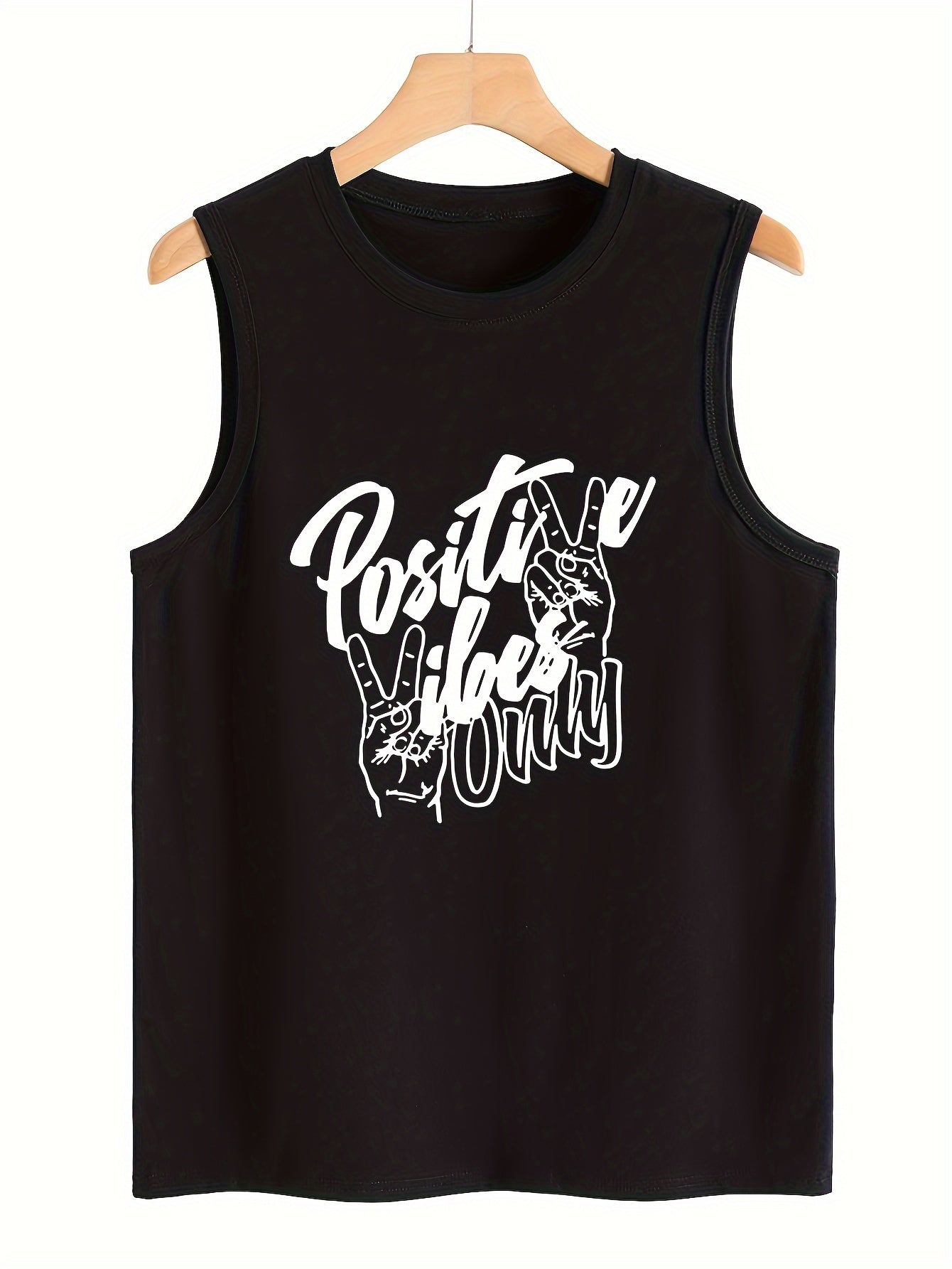 Gesture & Letter Stretchy Sports Vest Casual Top