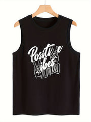 Gesture & Letter Stretchy Sports Vest Casual Top
