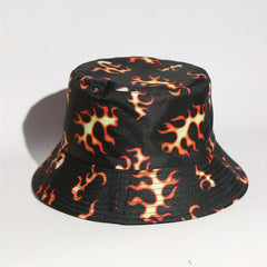Yellow Flame Print Bucket Hat Unisex Lightweight Sun Hats For Women & Men