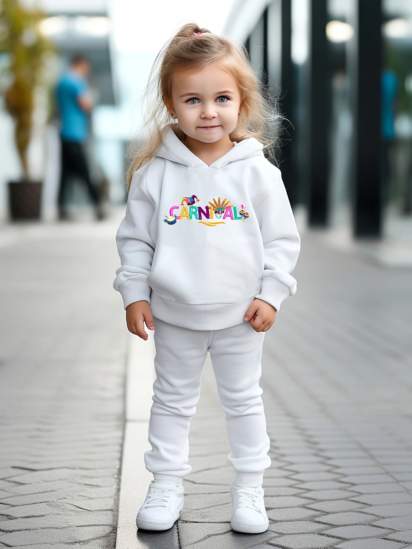 CARNIVAL Letter Print Girls Hoodies Jogger Pants Set For Sports