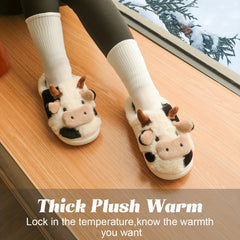 Plush Cow Slippers for Women
