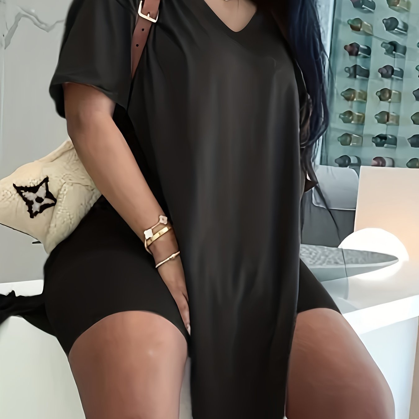 Oversized T Shirt Set Drop Shoulder Short Sleeve Side Slit T Shirt & Shorts 2pcs