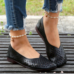 Women's Hollow Out Flat Shoes Slip On Casual Breathable Walking Flats