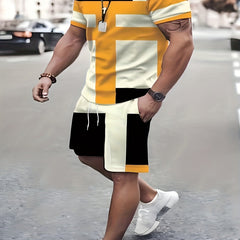 Men's Ombre Casual T-shirt & Shorts Set - Summer Fashion