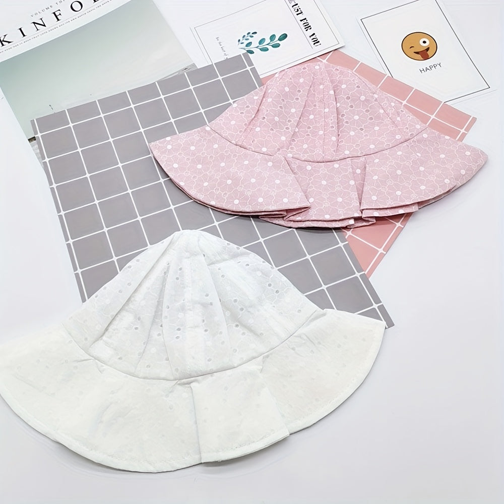 Baby Polka Dot And Flowers Graphic Cotton Bucket Hat Sun Protection