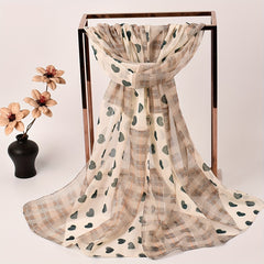 Plaid Heart Chiffon Scarf Thin Shawl for Sun Protection