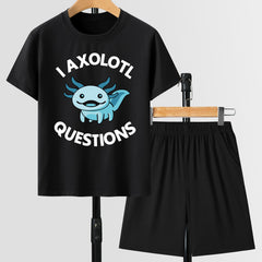 Axolotl Pattern Boy's 2pcs T shirt & Shorts Set