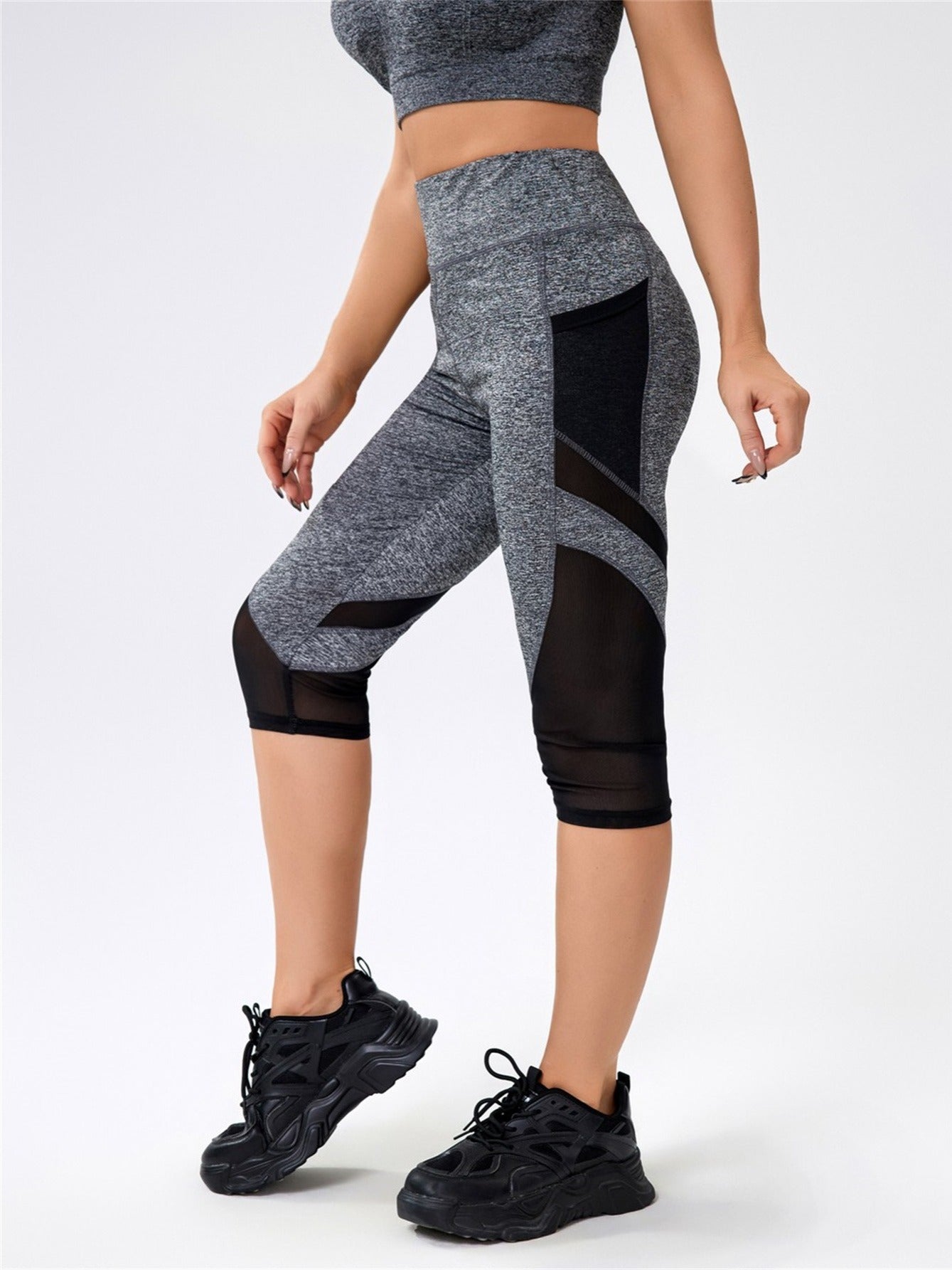 Breathable Yoga Leggings with Phone Pocket and Soft Mesh Contrast