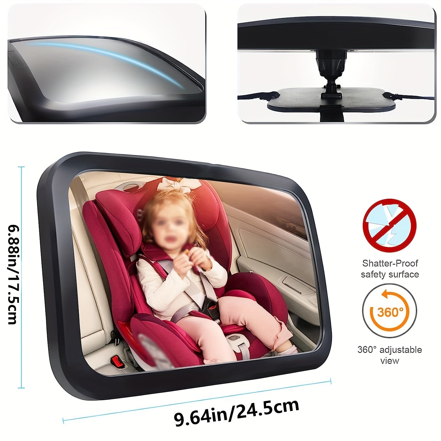 Baby Car Mirror Safety for Rear Facing Infant - Wide Clear View Shatterproof