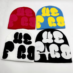 Fashionable Knitted Hat Pullover Hat Multicolor Letter Beanie