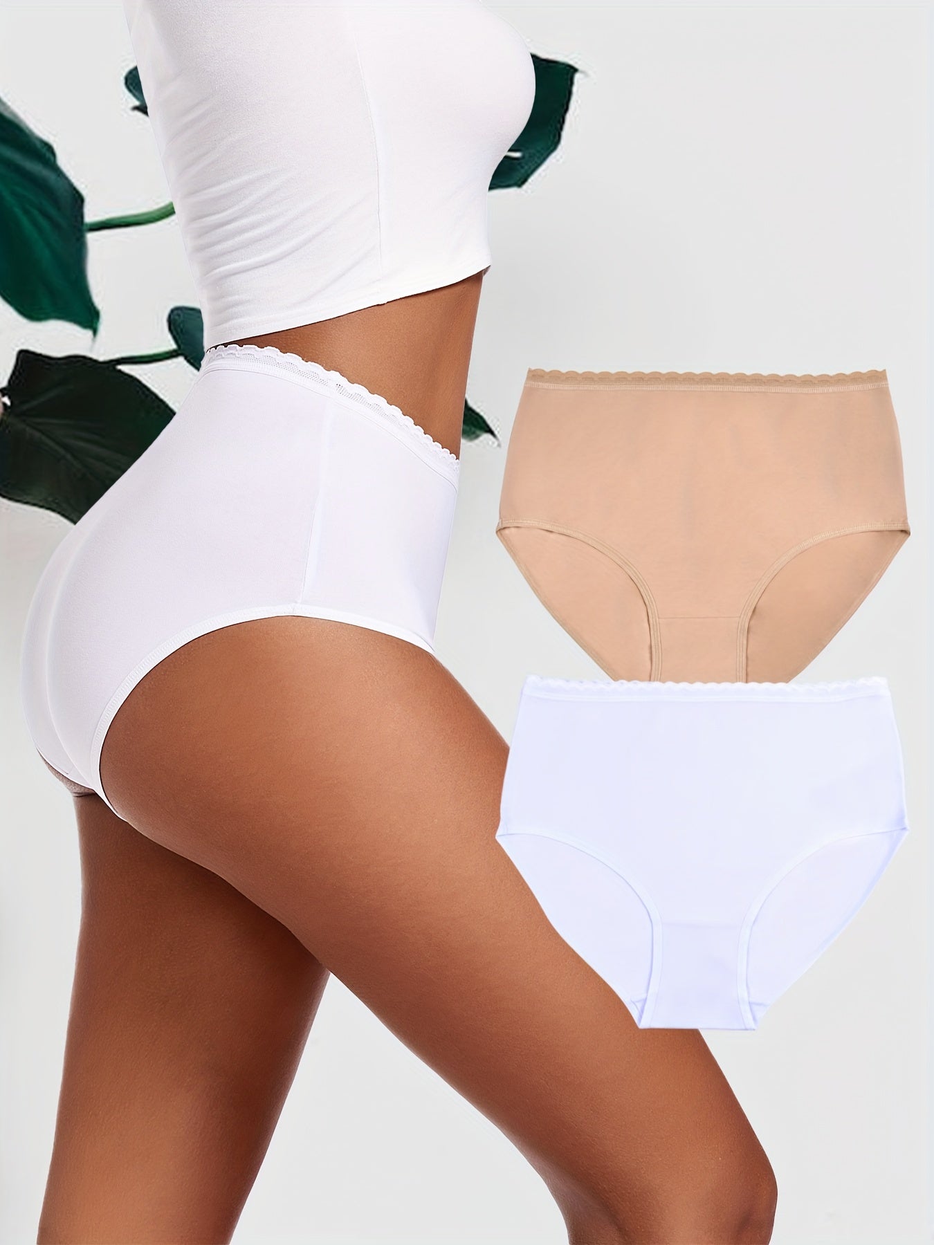 2pcs Seamless High Waist Stretchy Panties Women's Lingerie