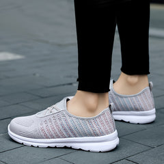 Women's Criss Cross Slip-on Walking Shoes Comfy Mesh Casual Sneakers