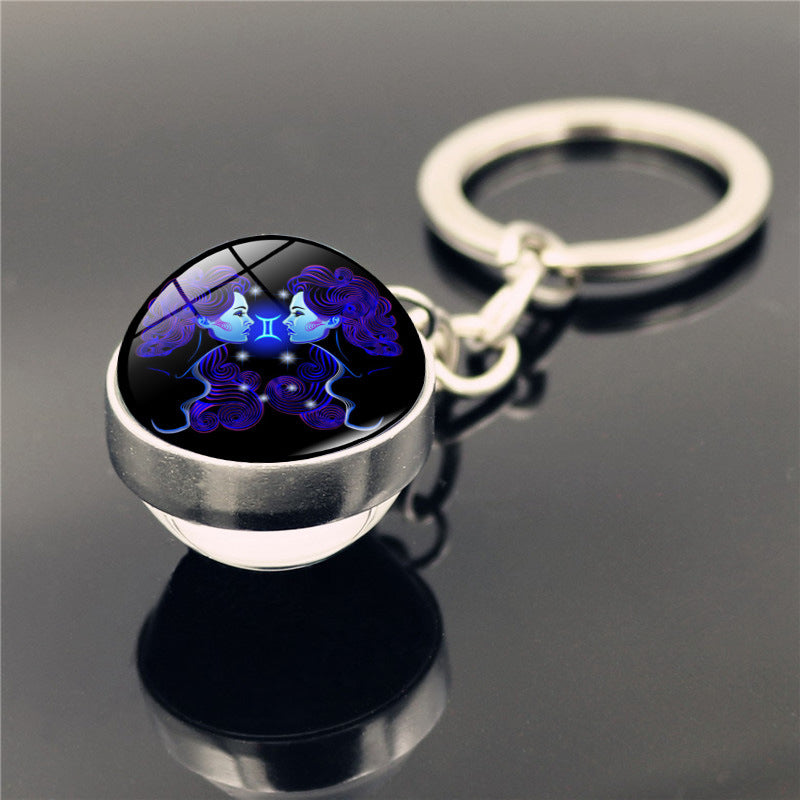 Zodiac Constellation Keychain - Personalized Astrological Sign Gift