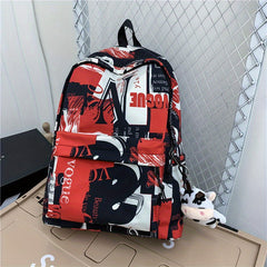 Letters Graffiti Pattern Backpack Schoolbag Large Capacity Rucksack