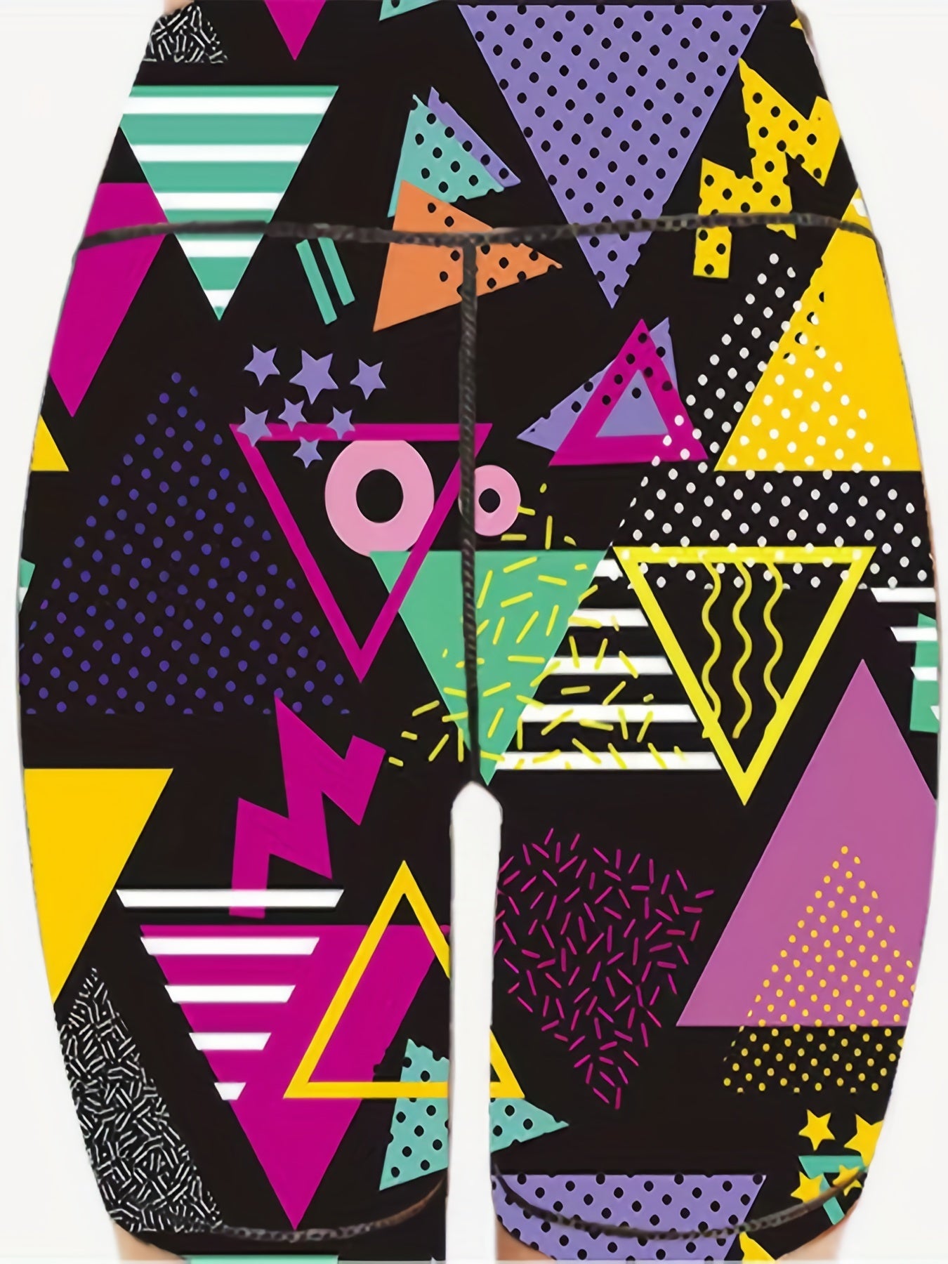 Geometric Pattern Yoga Shorts High Waist Workout Biker Shorts