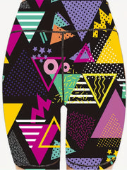 Geometric Pattern Yoga Shorts High Waist Workout Biker Shorts
